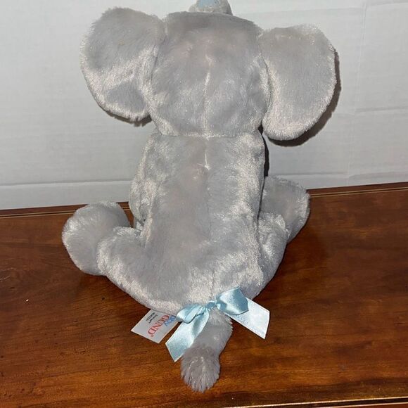 BABY GUND EMMET 10” Super Soft Baby Elephant blue satin details Chime Rattle Toy - Picture 4 of 12